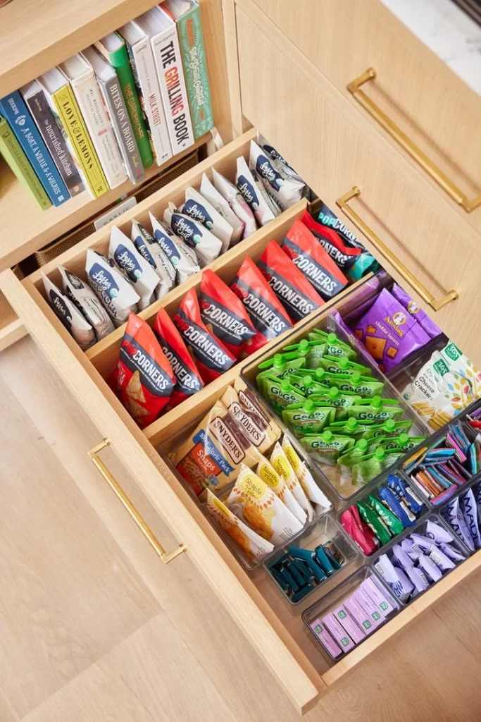 snack drawer organization