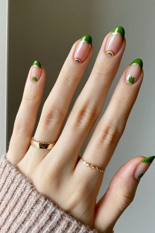 french tip st patrick's day nails