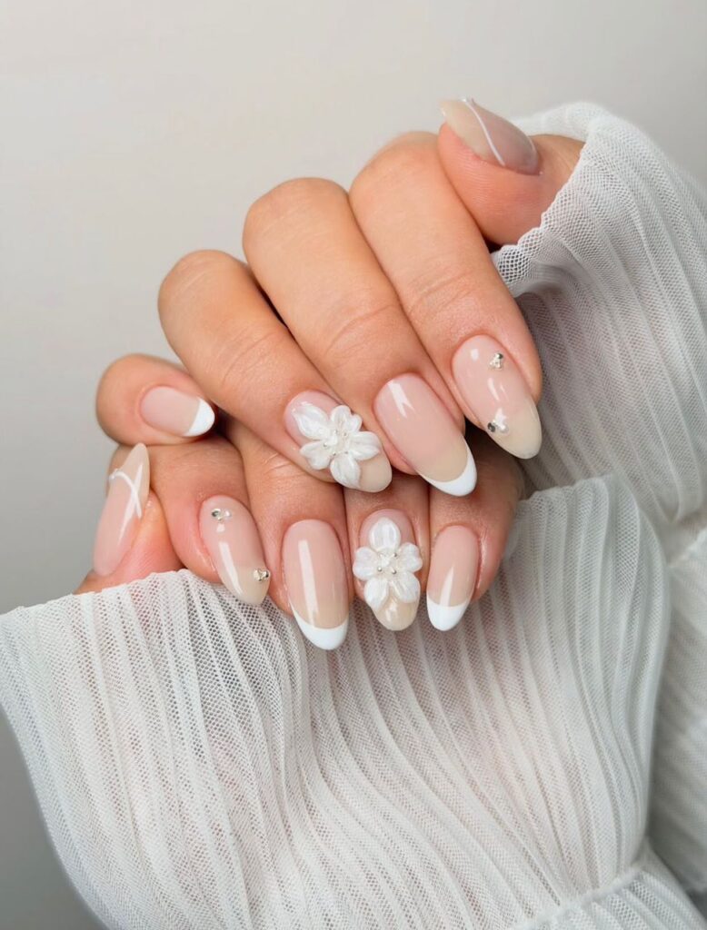 white cute graduation nails