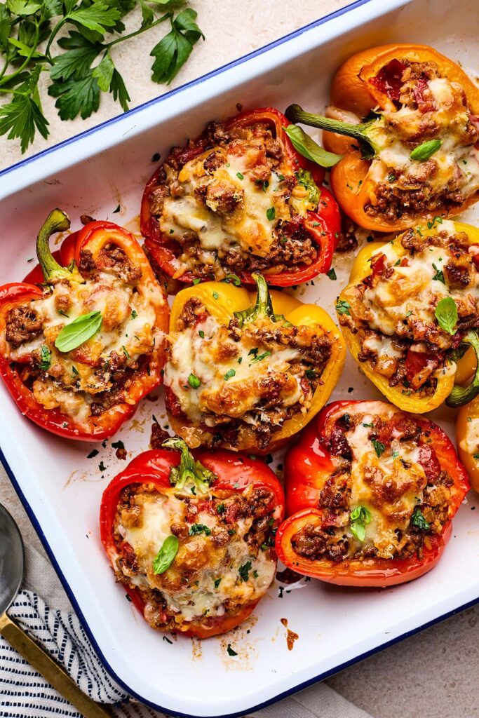 easy dinner ideas for lazy nights - stuffed peppers