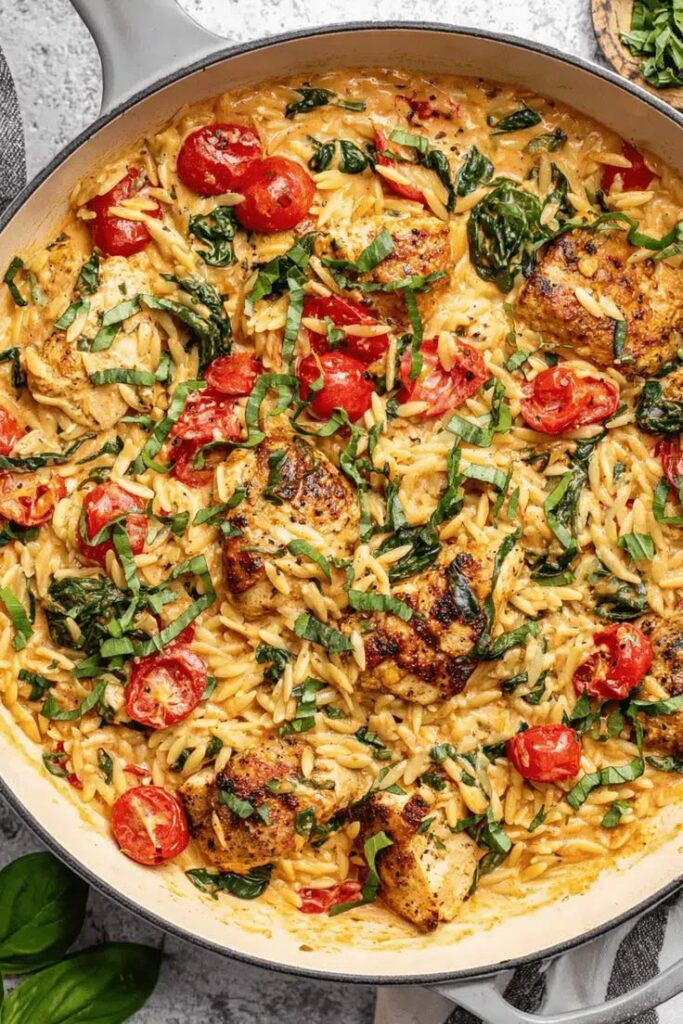 one pan chicken Orzo - weeknight dinner ideas