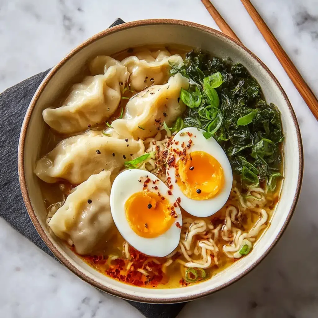 quick dumpling ramen bowl
