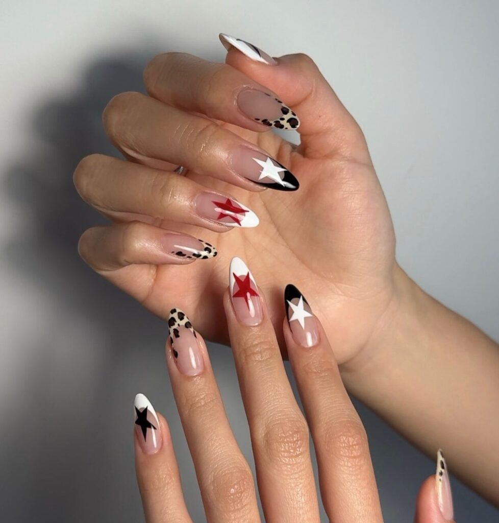 4th of july fingernails